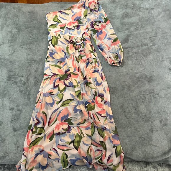 Astr The Label Sandersonia Floral Print Maxi Dress One Sleeve SMALL Gown - Picture 3 of 6